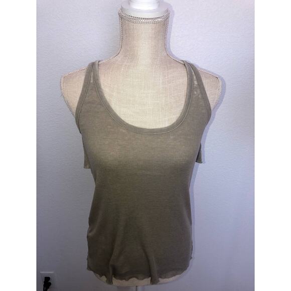 Chaser Antropologie Ribbed Racerback Tank In Taupe - M - Picture 1 of 6